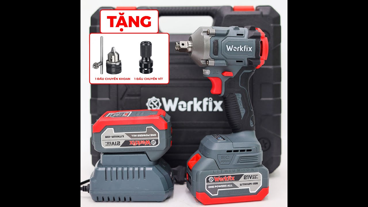 [Chính Hãng] Bulong WorkFix Lực 360Nm Đa Chức Năng - Tặng Đầu Chuyển Khoan, Chuyển Vít